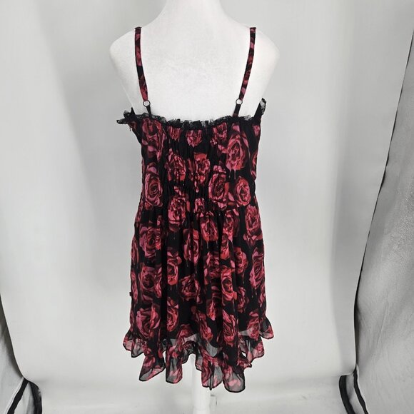 Royal Bones Daang Fit n Flare Mini Dress Rose Lace Ruffle Gothic Vamp Y2K XL - Picture 6 of 8